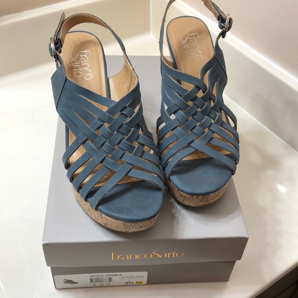 Franco Sarto Denim Blue Wedges